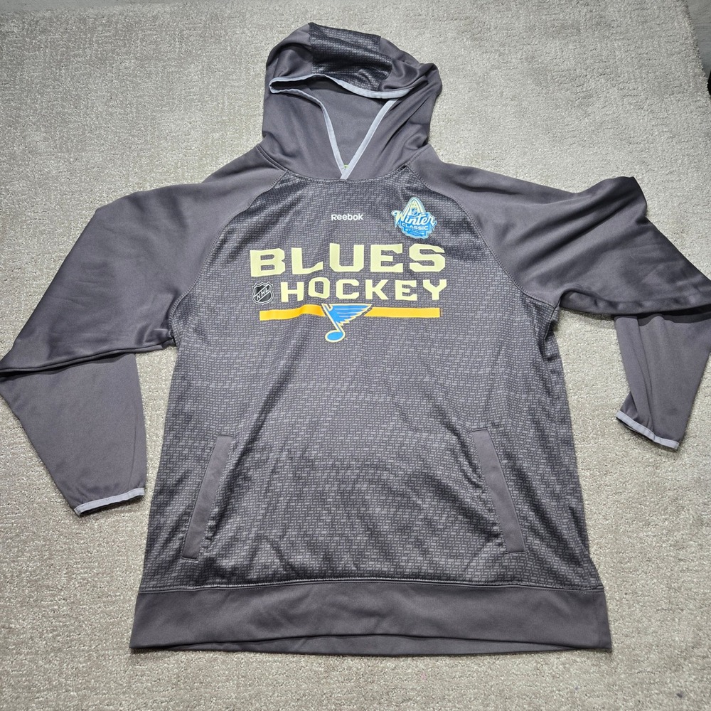 Reebok St Louis Blues 2017 Winter Classic Hockey Hoodie Mens Large Gray NHL L